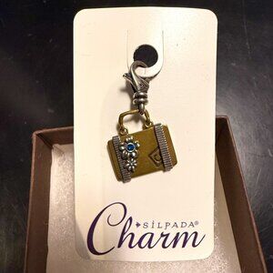 NWT Silpada Brass & Sterling Bon Voyage Charm in box